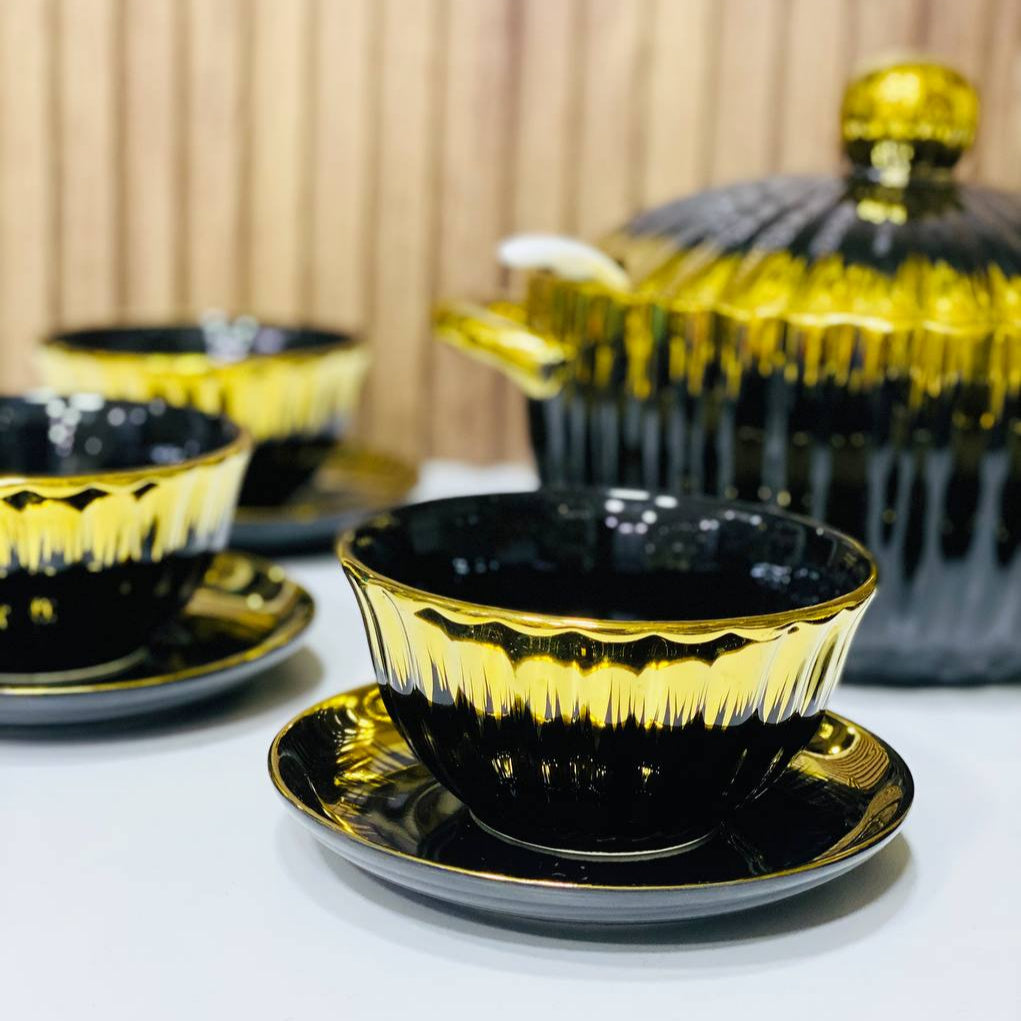 🍽️ Service de Table Luxueux – Noir & Or ✨