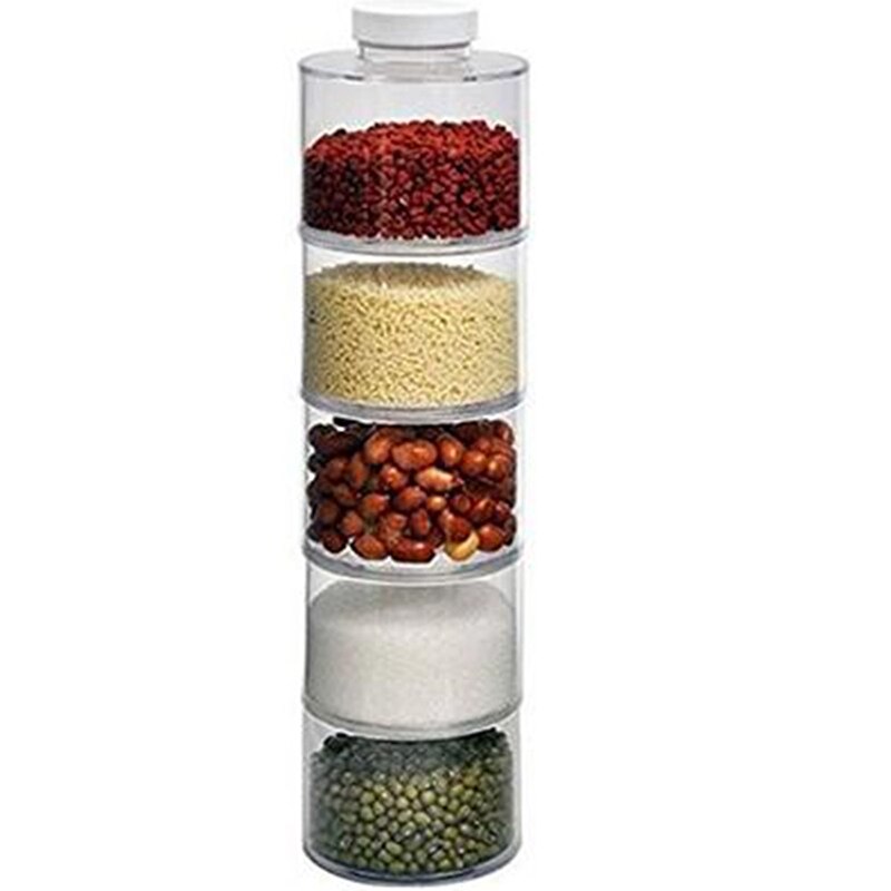 6pcs bocaux de stockage empilables tour à épices transparents
