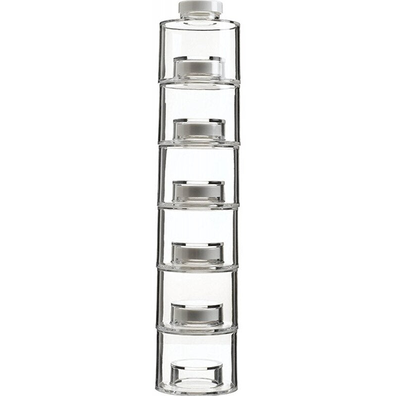 6pcs bocaux de stockage empilables tour à épices transparents