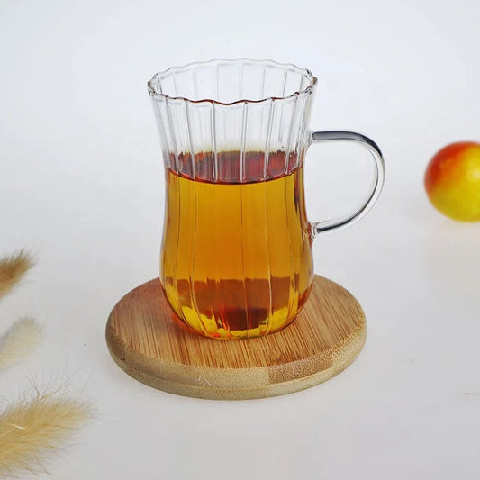 ✨ Ensemble de Tasses à Thé en Verre Borosilicaté avec Planches en Bois 🌿☕