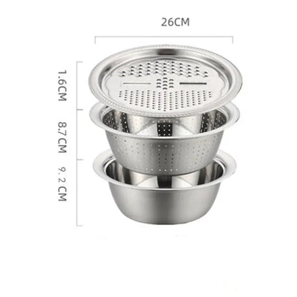 Ensemble de Bassin Multifonctionnel avec Râpe et Drain - Acier Inoxydable de Haute Qualité pour Cuisine