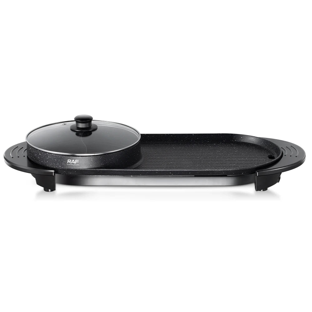 🔥🍖 RAF — Nouveau Grillé Électrique 2 en 1 avec Pot pour Barbecue, 1800W
