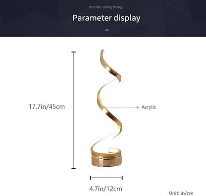 Lampe décorative de table LED moderne en forme de S élégante simple spirale en aluminium