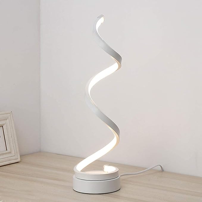 Lampe décorative de table LED moderne en forme de S élégante simple spirale en aluminium