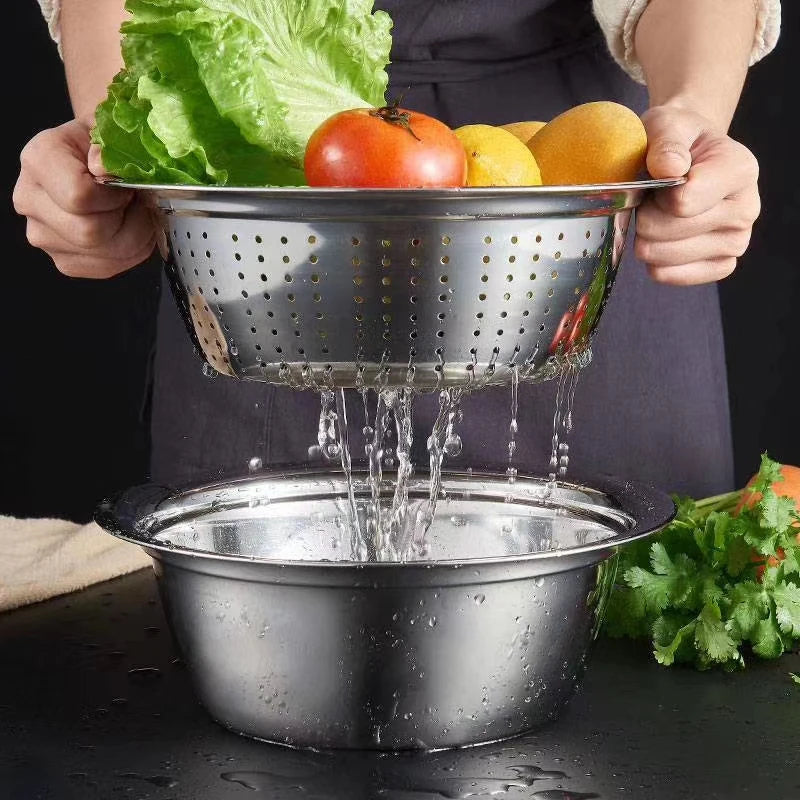 Ensemble de Bassin Multifonctionnel avec Râpe et Drain - Acier Inoxydable de Haute Qualité pour Cuisine