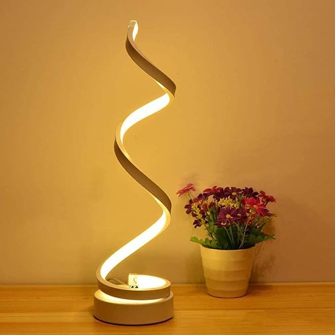 Lampe décorative de table LED moderne en forme de S élégante simple spirale en aluminium