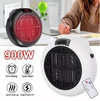 Puissant mini radiateur électrique à brancher 900 W, ventilateur à prise murale, chauffage rapide, souffleur d'air, réchauffeur d'air d'hiver pour la maison et le bureau