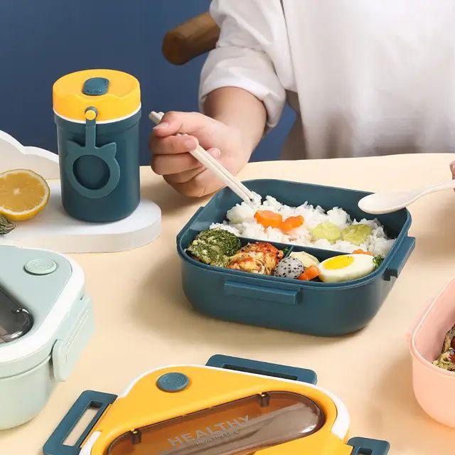 Boîte à Lunch Écologique et Colorée avec Compartiments et Couvercle Transparent