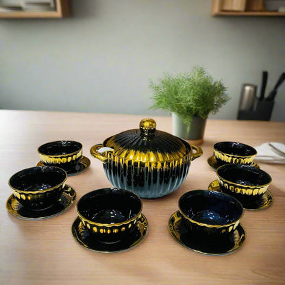 🍽️ Service de Table Luxueux – Noir & Or ✨