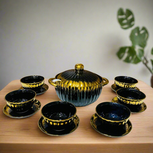 🍽️ Service de Table Luxueux – Noir & Or ✨