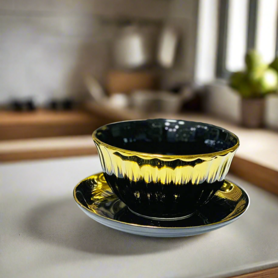 🍽️ Service de Table Luxueux – Noir & Or ✨