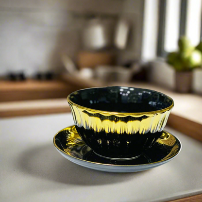 🍽️ Service de Table Luxueux – Noir & Or ✨