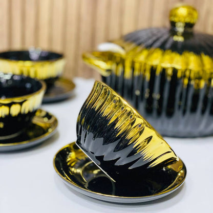 🍽️ Service de Table Luxueux – Noir & Or ✨