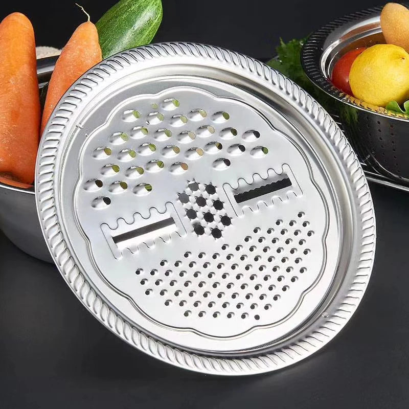 Ensemble de Bassin Multifonctionnel avec Râpe et Drain - Acier Inoxydable de Haute Qualité pour Cuisine