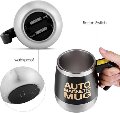 Tasse à café auto-mélangeuse en acier inoxydable ,Tasse magnétique automatique pour café, thé, chocolat chaud, boissons au cacao et aux protéines, noir