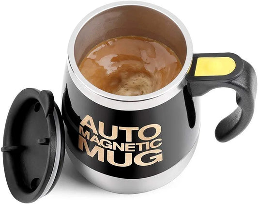 Tasse à café auto-mélangeuse en acier inoxydable ,Tasse magnétique automatique pour café, thé, chocolat chaud, boissons au cacao et aux protéines, noir