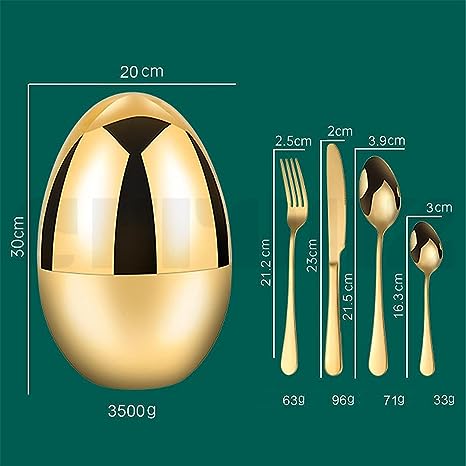 Ensemble de couverts à œufs, 24 pièces avec cuillère à couverts en acier inoxydable.