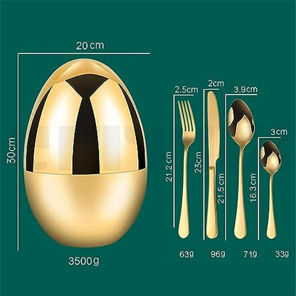Ensemble de couverts à œufs, 24 pièces avec cuillère à couverts en acier inoxydable.