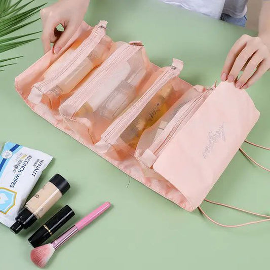 Trousse de toilette 4 en 1 pour femme , trousse de maquillage multifonctionnelle, trousse de toilette de voyage étanche, trousse de maquillage, trousse de maquillage humide et sèche