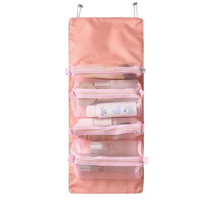 Trousse de toilette 4 en 1 pour femme , trousse de maquillage multifonctionnelle, trousse de toilette de voyage étanche, trousse de maquillage, trousse de maquillage humide et sèche