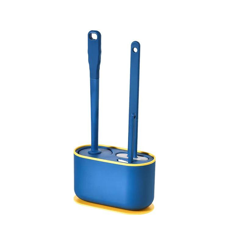 Brosse de toilette de nettoyage, ensemble de brosse de toilette, installation sans poinçon, tête de brosse flexible pour toilettes