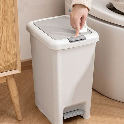 Petite poubelle de salle de bain avec couvercle, poubelle à pédale de 2,6 gallons/10 L, corbeille à papier fine ouverte à pression pour cuisine, chambre à coucher, bureau, toilettes