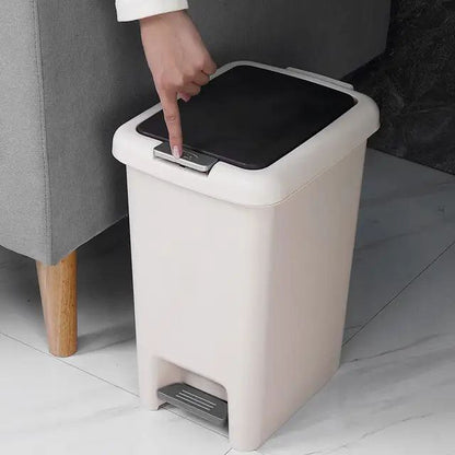 Petite poubelle de salle de bain avec couvercle, poubelle à pédale de 2,6 gallons/10 L, corbeille à papier fine ouverte à pression pour cuisine, chambre à coucher, bureau, toilettes