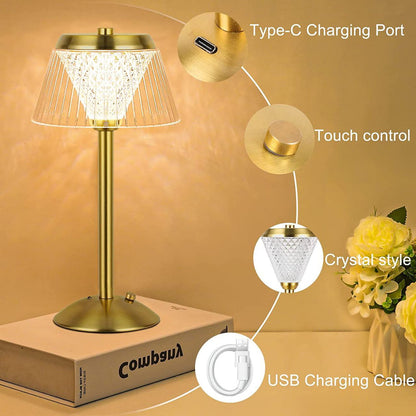 Lampe Led en cristal, style nordique moderne, Rechargeable par Usb, sans fil, pour Table de luxe,