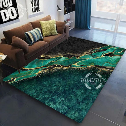 Luxury Gold Marble Carpet Living Room Area Rugs Large Flannel Trendy Floor Mat Aesthetic Bedroom Modern Home Decor Accessories