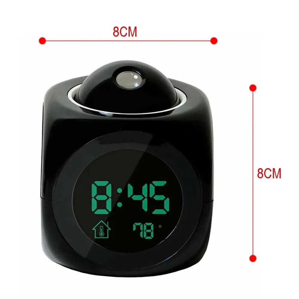 Alarm Clock LED Wall/Ceiling Projection LCD Digital Voice Talking Temperature for Bedroom Wake Up with Godinnik on the Wall