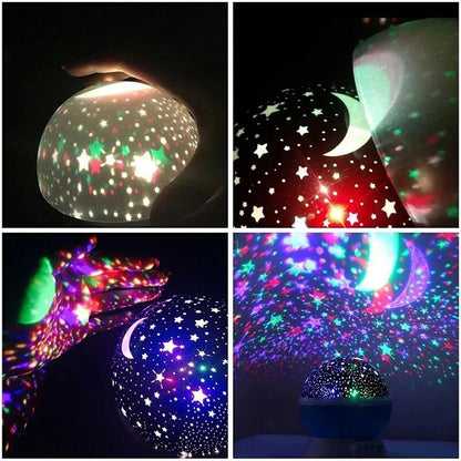 Projector Lamp Children Bedroom LED Night Light Baby Lamp Decor Rotating Starry Nursery Moon Galaxy Projector Table Lamp