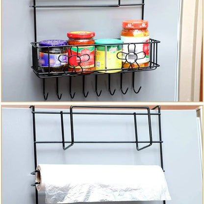 6 Layer Refrigerator Spice Rack Iron Art Spice Shelf Kitchen Storage Rack Rustic Suction Cup Hanging Seasoning Holder Organizer