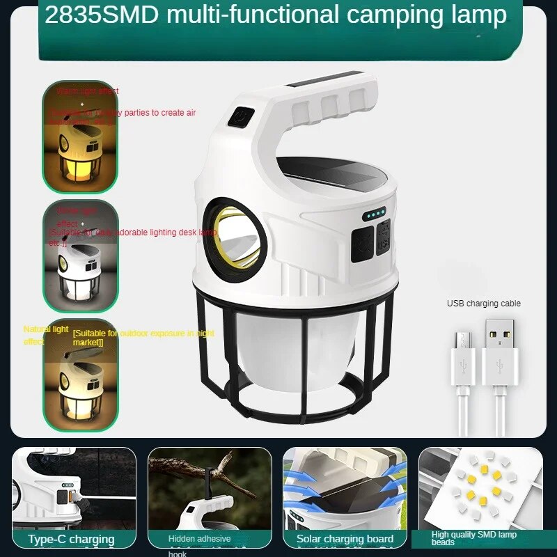 LED Solar Charging Light Energy-saving USB Night Lamp Mobile Outdoor Portable Camping Atmosphere Power Emergency Flashlight