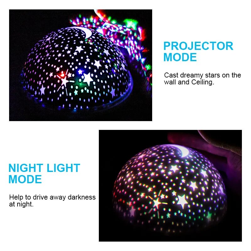 Projector Lamp Children Bedroom LED Night Light Baby Lamp Decor Rotating Starry Nursery Moon Galaxy Projector Table Lamp