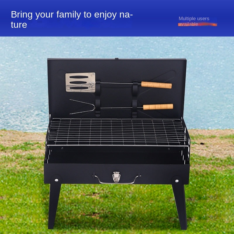 Grill barbecue pliant autonome - Boîte à outils portable pour barbecue, idéale pour les voyages, le camping et les pique-niques