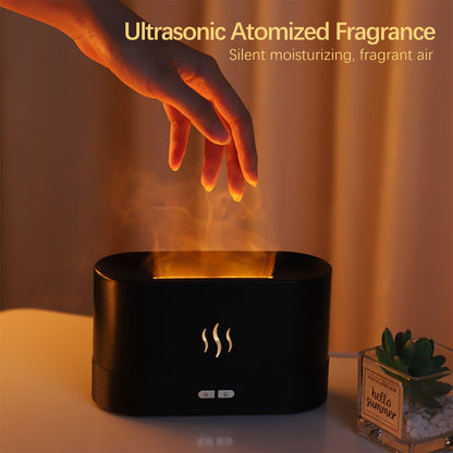 Diffuseur humidificateur d'air ultrasonique Cool avec effet 3D de lampe à feu et diffusion d'huile essentielle  Avec 4 bouteille d'huile