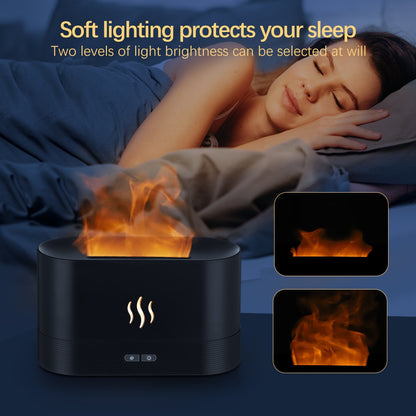 Diffuseur humidificateur d'air ultrasonique Cool avec effet 3D de lampe à feu et diffusion d'huile essentielle  Avec 4 bouteille d'huile