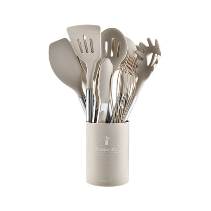 Ensemble d'ustensiles de cuisine en silicone antiadhésif - Spatule, louche, batteurs à œufs, pelle, cuillère à soupe