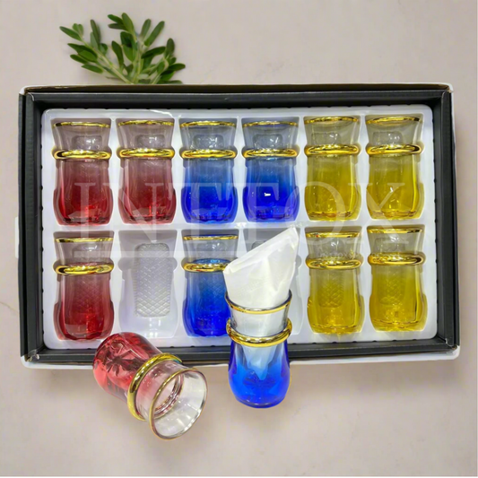 🫖 Service de Verres à Thé Colorés avec Bordures Dorées ✨