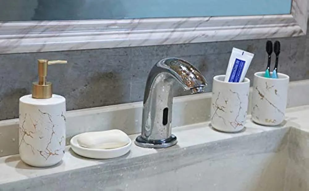 Ensemble d'Accessoires de Salle de Bain en Céramique - 4 Pièces