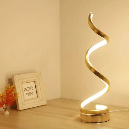 Lampe décorative de table LED moderne en forme de S élégante simple spirale en aluminium