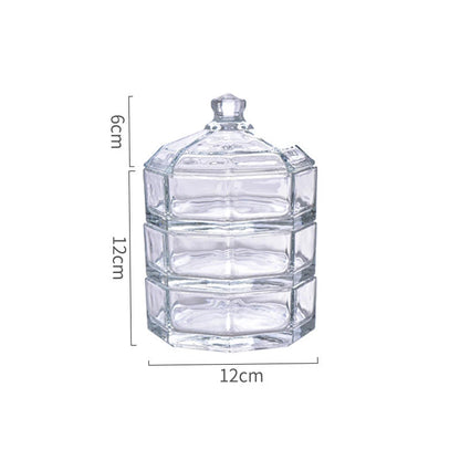 Inttox-Bocal à Bonbons en Verre Transparent – Boîte de Rangement à 3 Niveaux