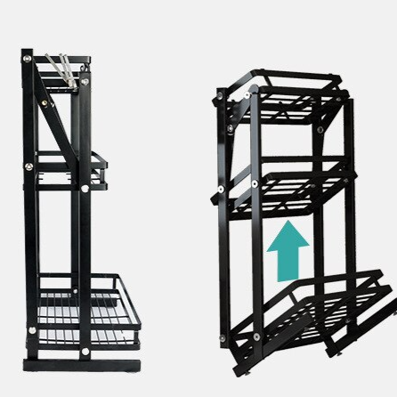 Étagère de cuisine noire en acier inoxydable - Organisation et rangement multifonctionnels pour votre cuisine!