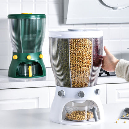 Récipient et distributeur de grains multifonctionnel rotatif