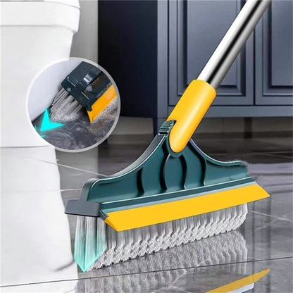 Brosse à récurer 2 en 1 avec balai - Nettoyez efficacement et rapidement vos surfaces en un seul outil !