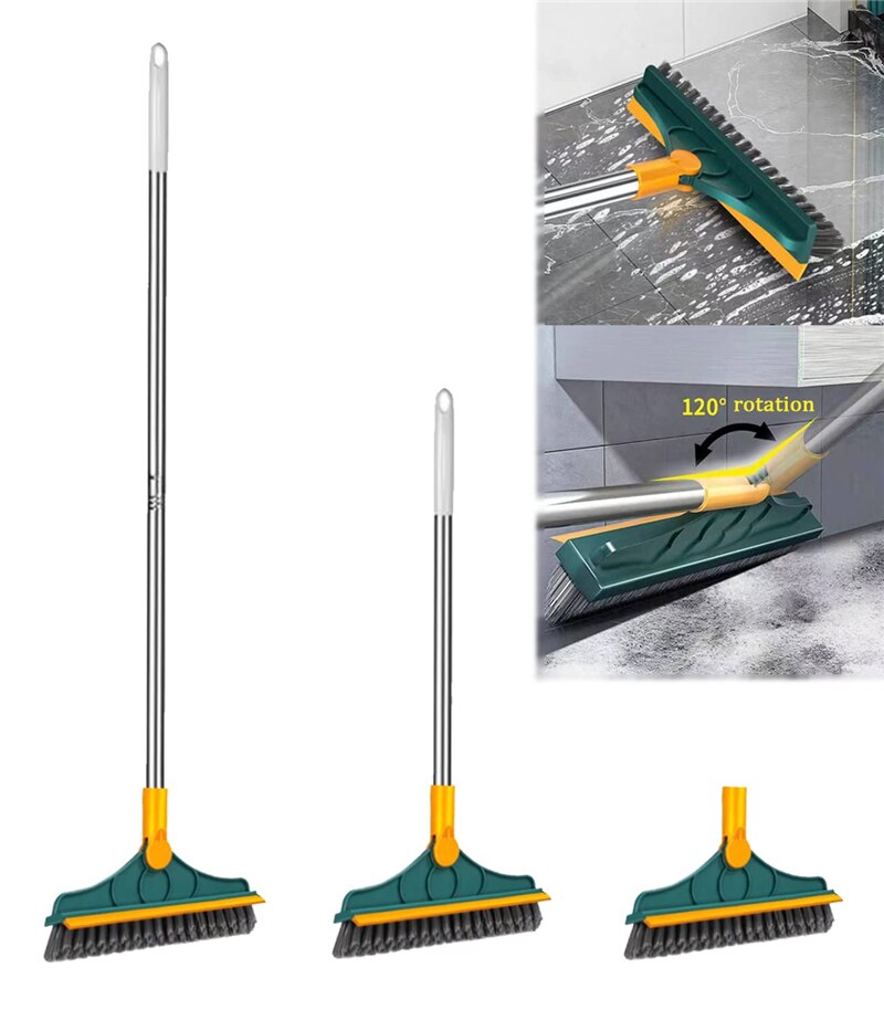 Brosse à récurer 2 en 1 avec balai - Nettoyez efficacement et rapidement vos surfaces en un seul outil !