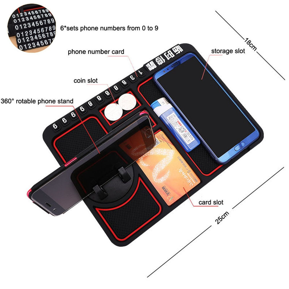 Tapis + Support Téléphone Antidérapant Pour Tableau De Bord De Voiture