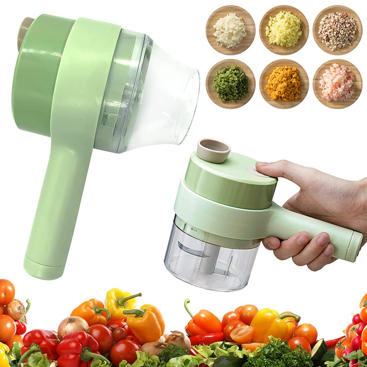 Ensemble de coupe-légumes électrique 4 en 1 portable - Simplifiez votre préparation culinaire !