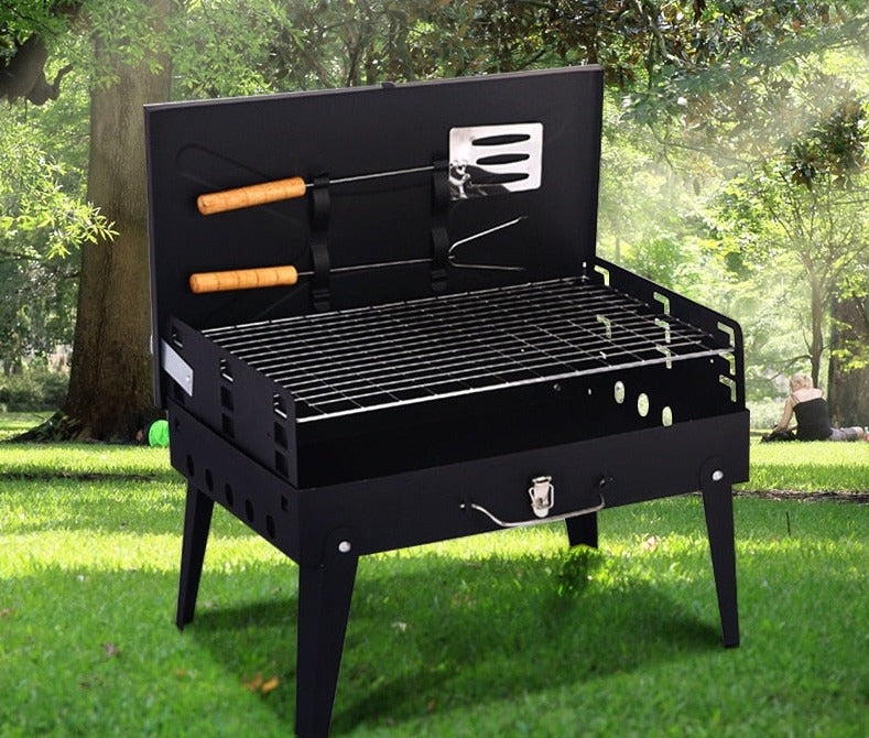 Grill barbecue pliant autonome - Boîte à outils portable pour barbecue, idéale pour les voyages, le camping et les pique-niques