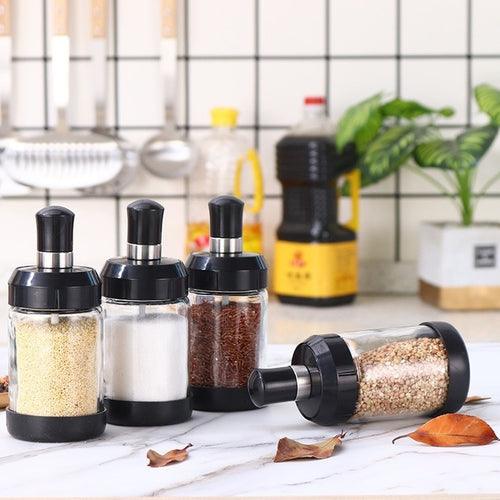 Ensemble de 3 pièces en verre pour épices, huile et miel - Organisation pratique pour votre cuisine!